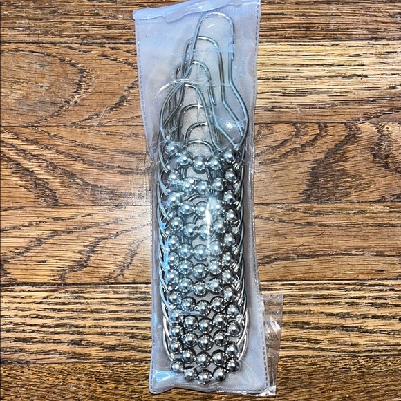 12PC Silver Beaded Shower Curtain Hooks - Picture 1 of 3